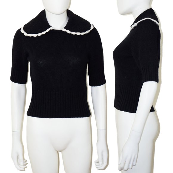 & OTHER STORIES Black Wide Collar Wool Sweater - Picture 2 of 3
